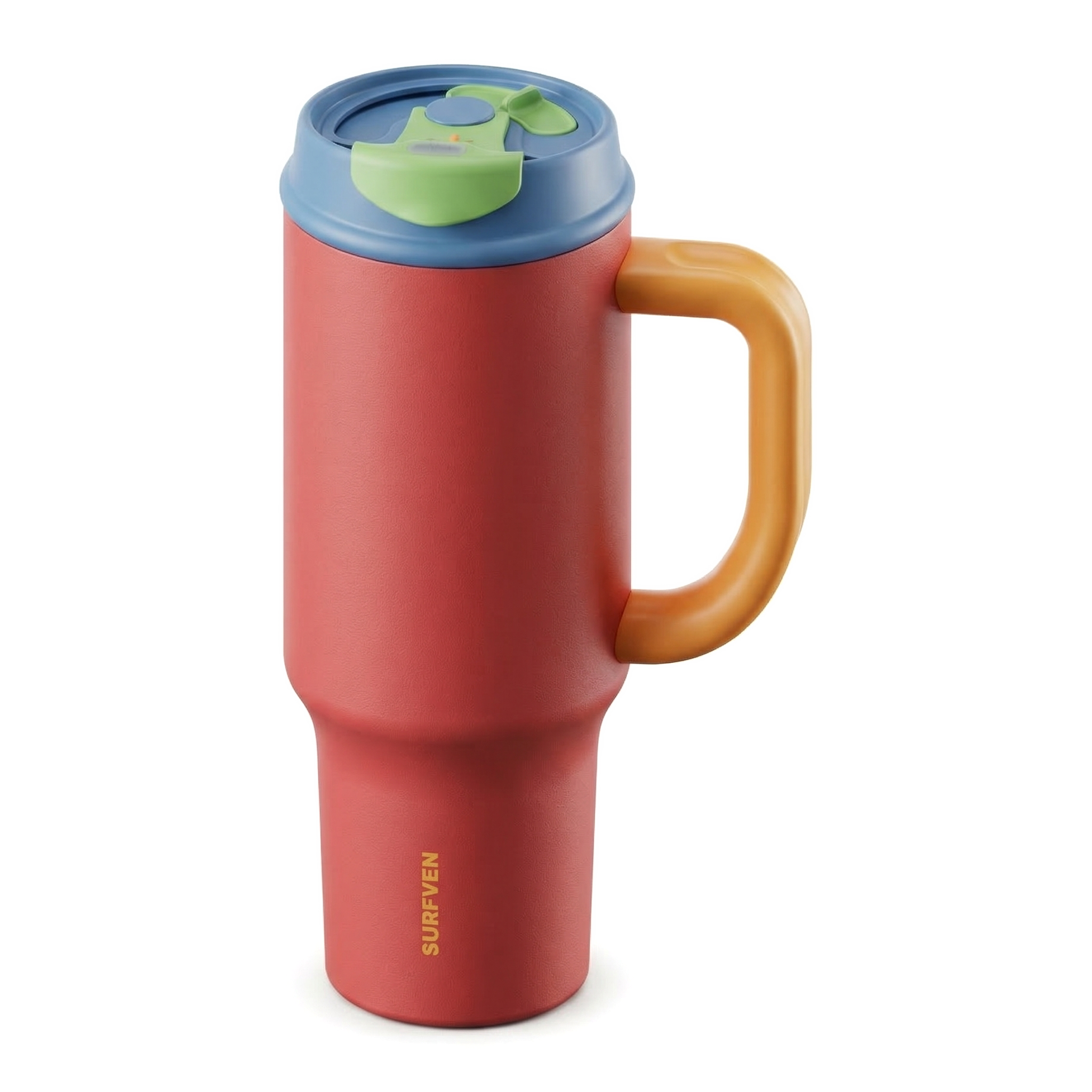 SURFVEN 40oz Double Wall Stainless Steel Insulated Tumbler with Handle and 2-in-1 Lid, Raspberry Pink