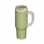 SURFVEN 40 oz Stainless Steel Insulated Travel Tumbler with 2-in-1 Lid and Handle, Avocado Green