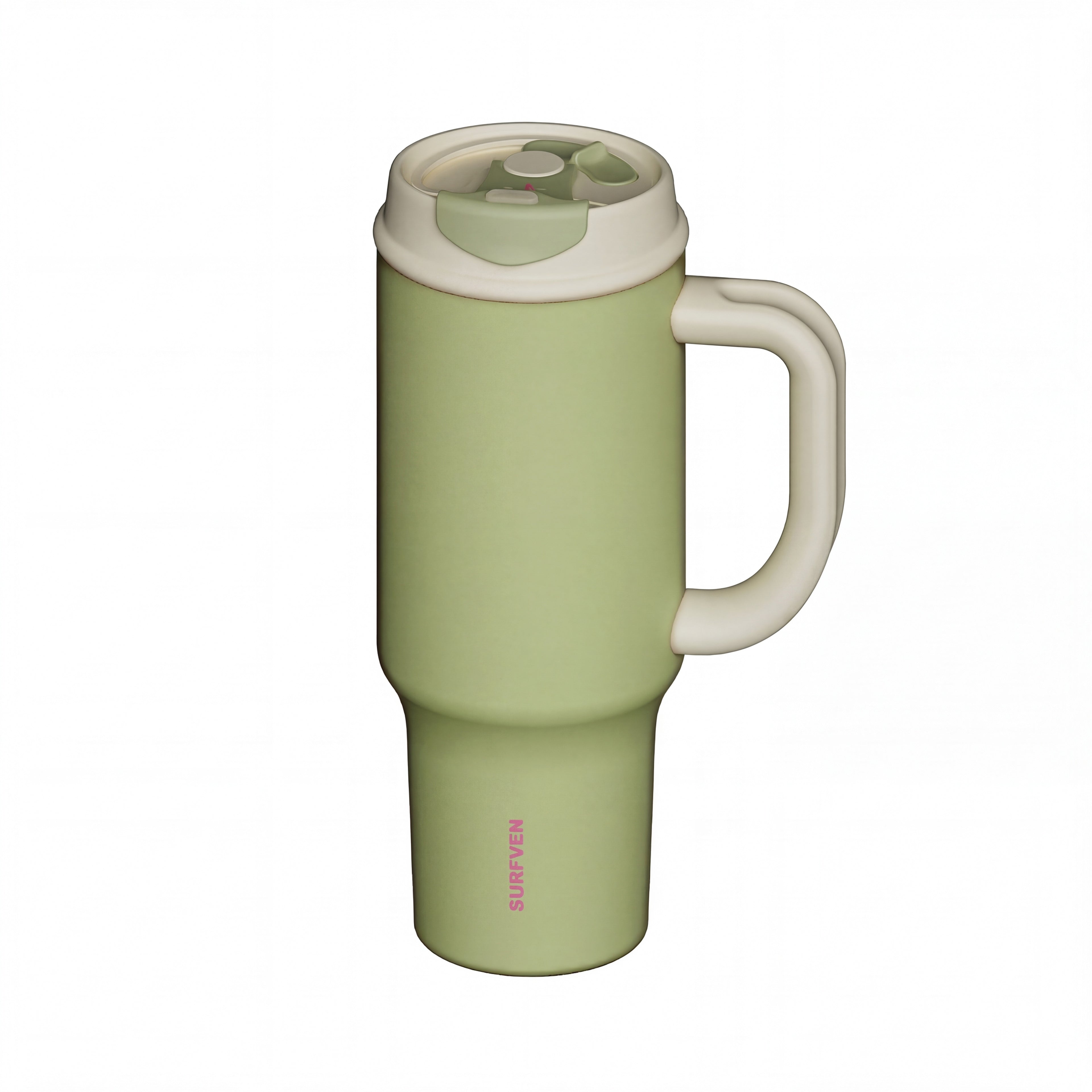 SURFVEN 40 oz Stainless Steel Insulated Travel Tumbler with 2-in-1 Lid and Handle, Avocado Green