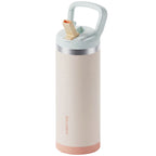 SURFVEN 18 oz Double Wall Stainless Steel Insulated Water Bottle with Leak Proof Flip Straw Lid, Egg Shell