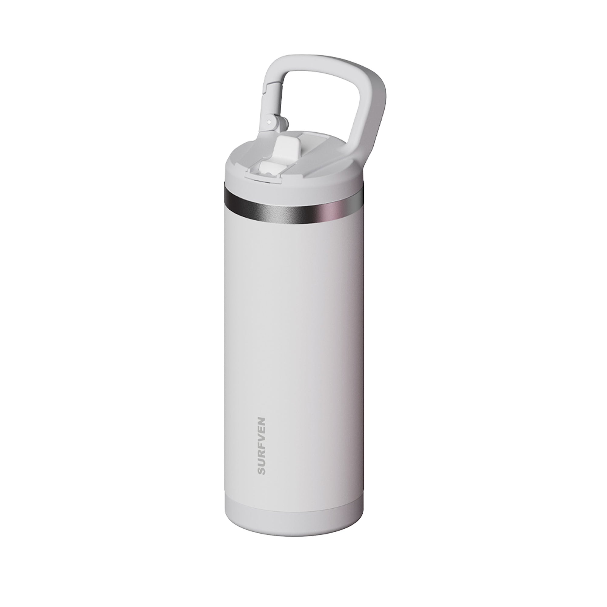 SURFVEN 18 oz Double Wall Stainless Steel Insulated Water Bottle with Leak Proof Flip Straw Lid, White