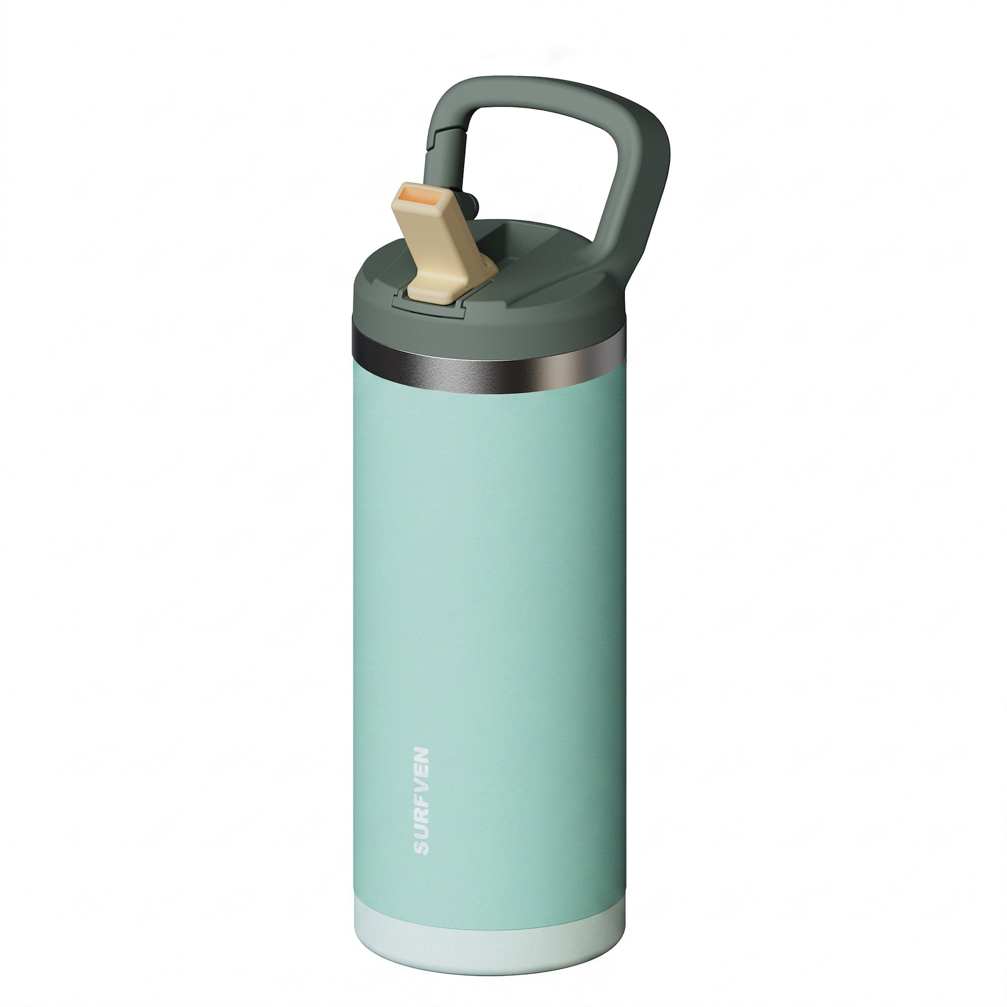 SURFVEN 18 oz Double Wall Stainless Steel Insulated Water Bottle with Leak Proof Flip Straw Lid, Dusty Jade