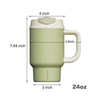 SURFVEN 24oz Double Wall Stainless Steel Insulated Tumbler with Handle and 2-in-1 Lid, Avocado Green