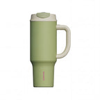SURFVEN 40 oz Stainless Steel Insulated Travel Tumbler with 2-in-1 Lid and Handle, Avocado Green