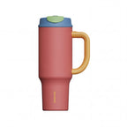 SURFVEN 40oz Double Wall Stainless Steel Insulated Tumbler with Handle and 2-in-1 Lid, Raspberry Pink