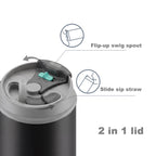 SURFVEN 30oz Insulated Stainless Steel Tumbler with Handle and Leak Proof Dual Sip Lid, Black