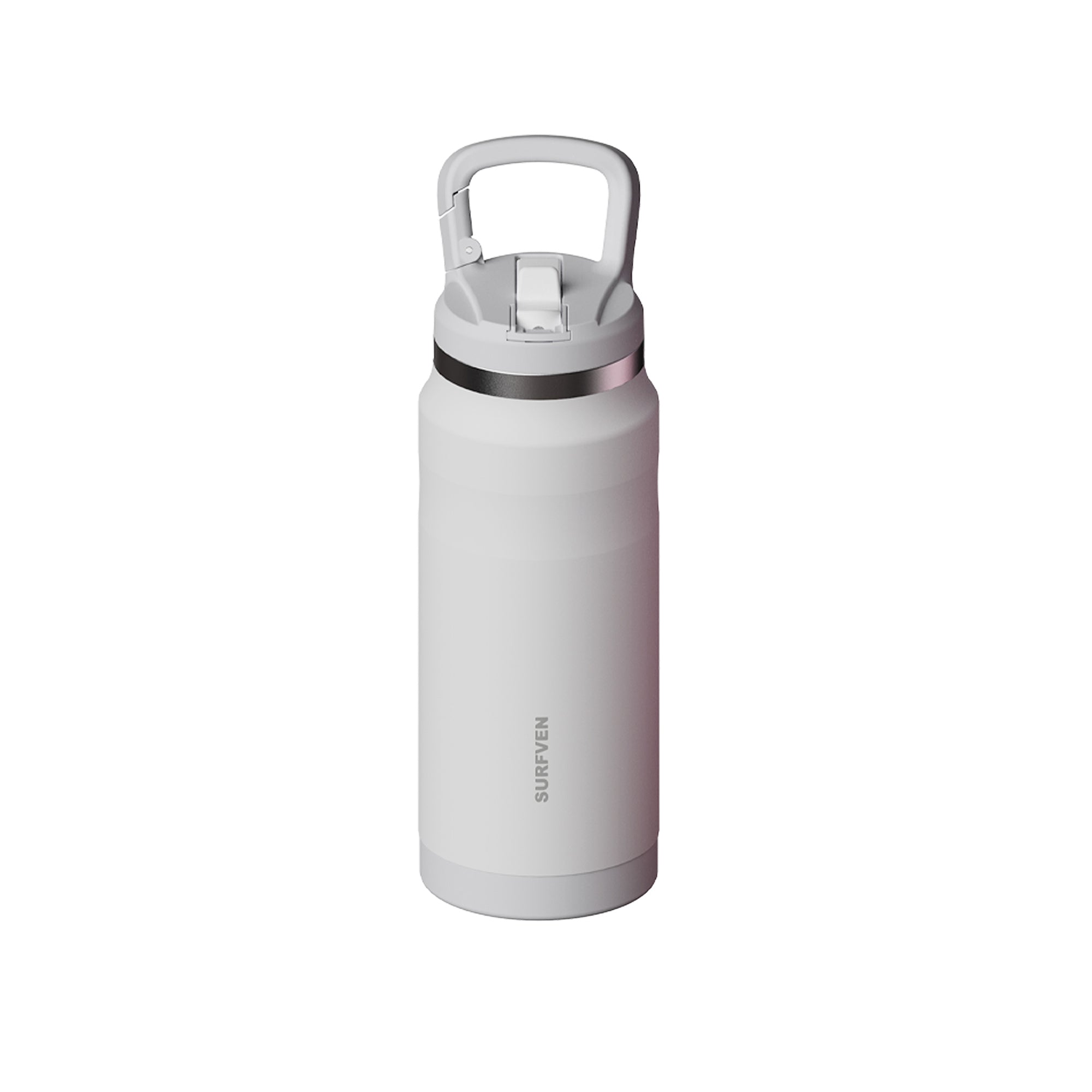 SURFVEN 27 oz Stainless Steel Double Wall Insulated Water Bottle with Flip-up Straw Lid, White