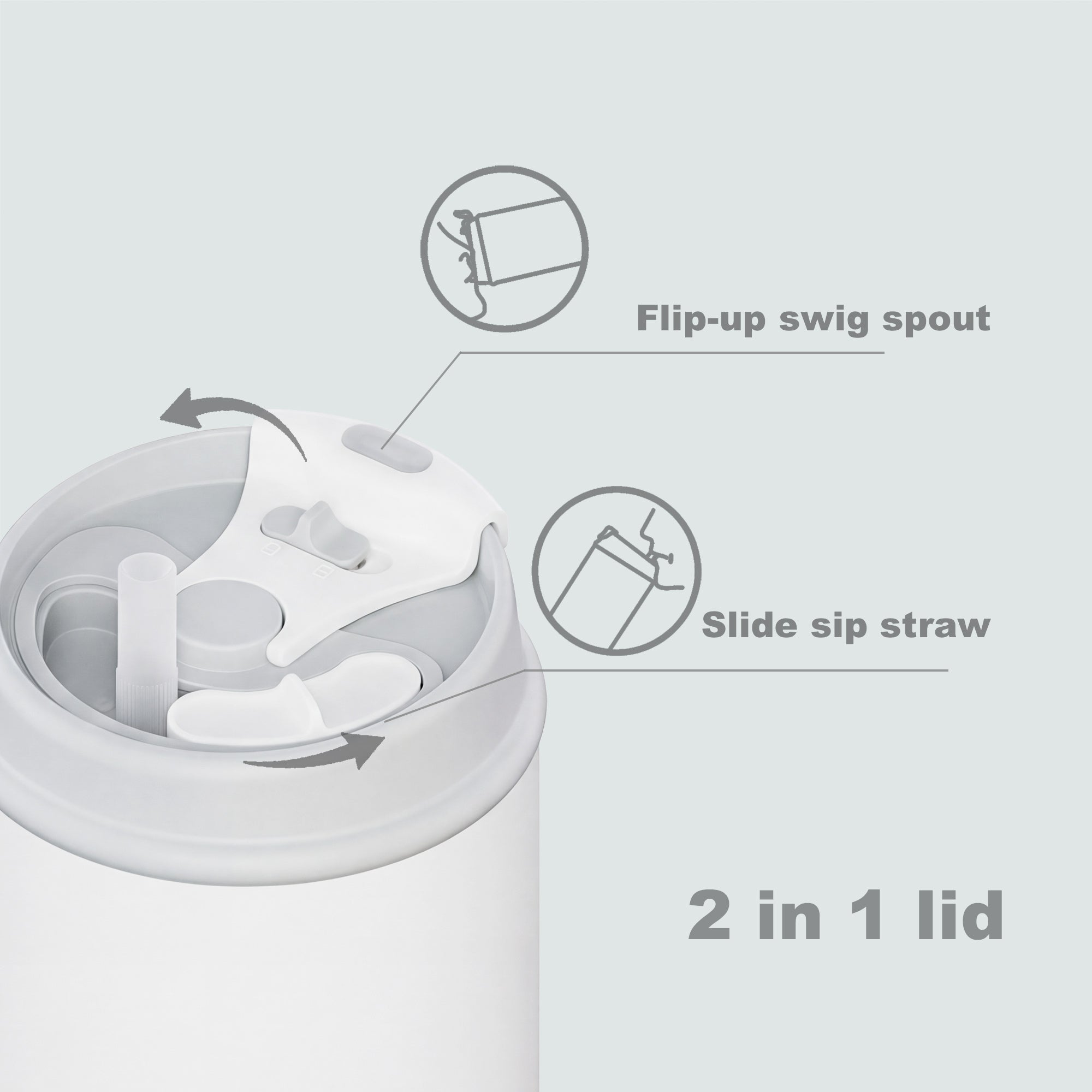 SURFVEN 30oz Insulated Stainless Steel Tumbler with Handle and Leak Proof Dual Sip Lid, White