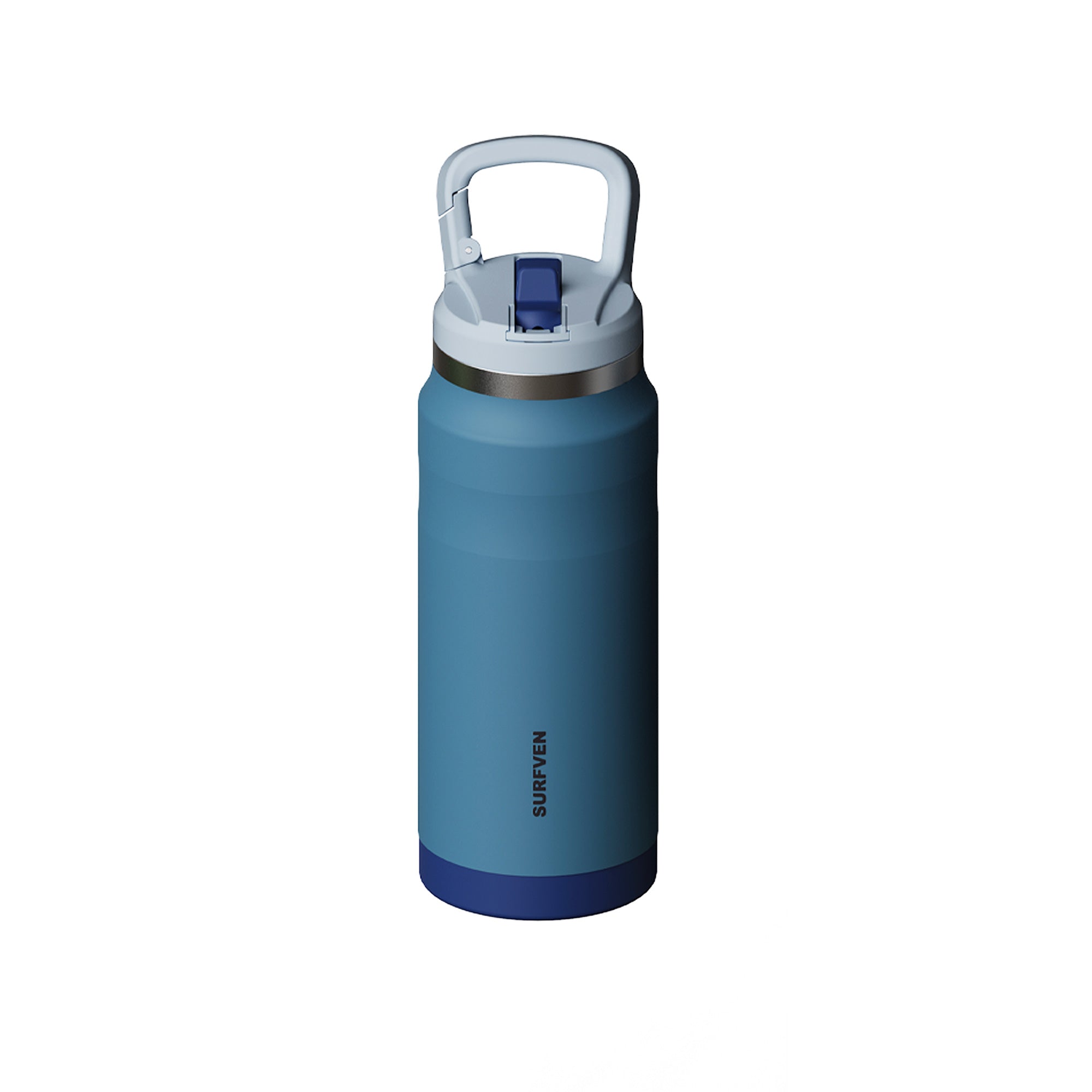 SURFVEN 27 oz Stainless Steel Double Wall Insulated Water Bottle with Flip-up Straw Lid, Blue
