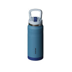 SURFVEN 37 oz Stainless Steel Double Wall Insulated Water Bottle with Flip-up Straw Lid, Blue