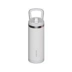 SURFVEN 18 oz Double Wall Stainless Steel Insulated Water Bottle with Leak Proof Flip Straw Lid, White