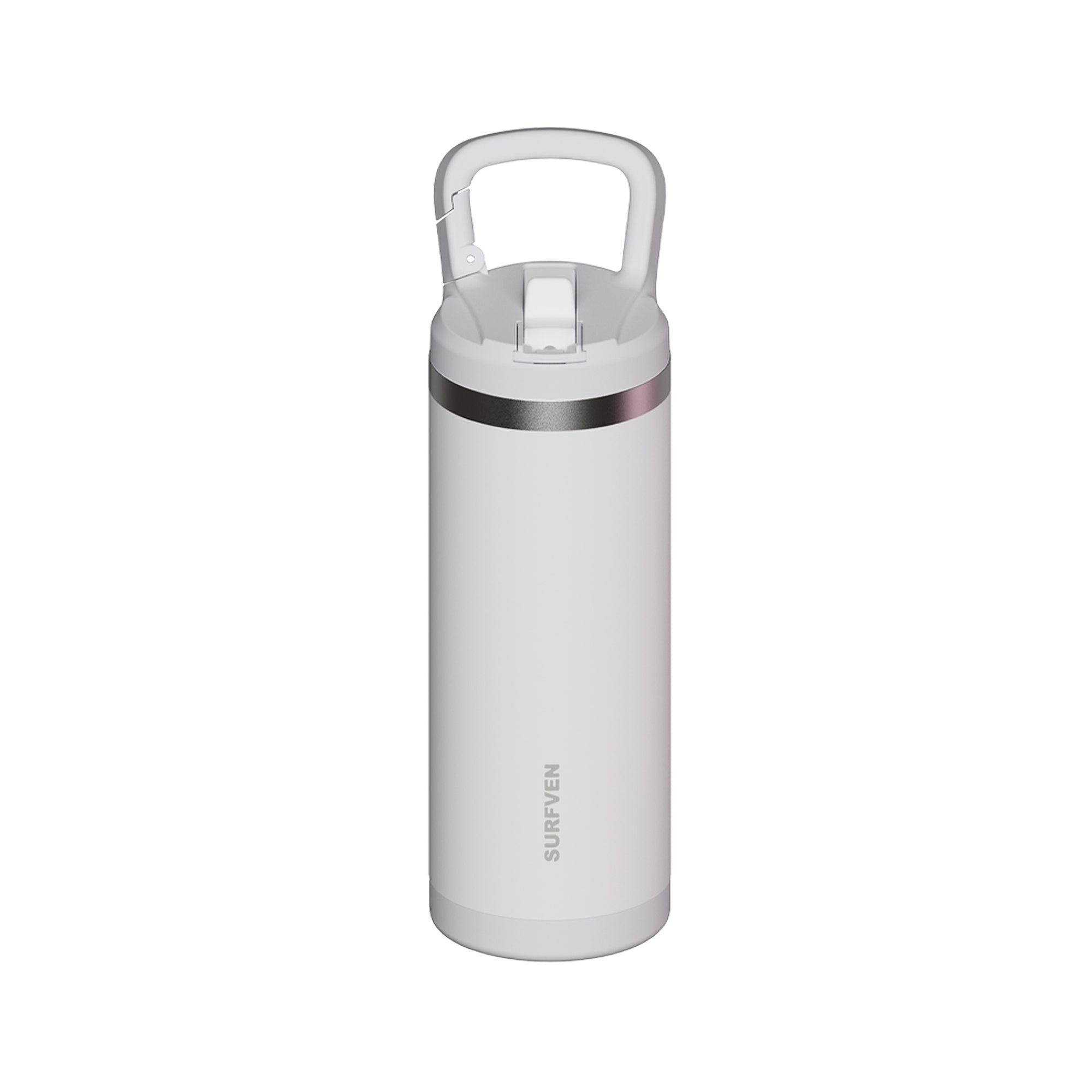 SURFVEN 18 oz Double Wall Stainless Steel Insulated Water Bottle with Leak Proof Flip Straw Lid, White