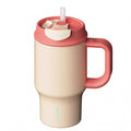 SURFVEN 30oz Insulated Stainless Steel Tumbler with Handle and Leak Proof Dual Sip Lid, Apricot Cream