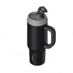SURFVEN 40oz Double Wall Stainless Steel Insulated Tumbler with Handle and 2-in-1 Lid, Black