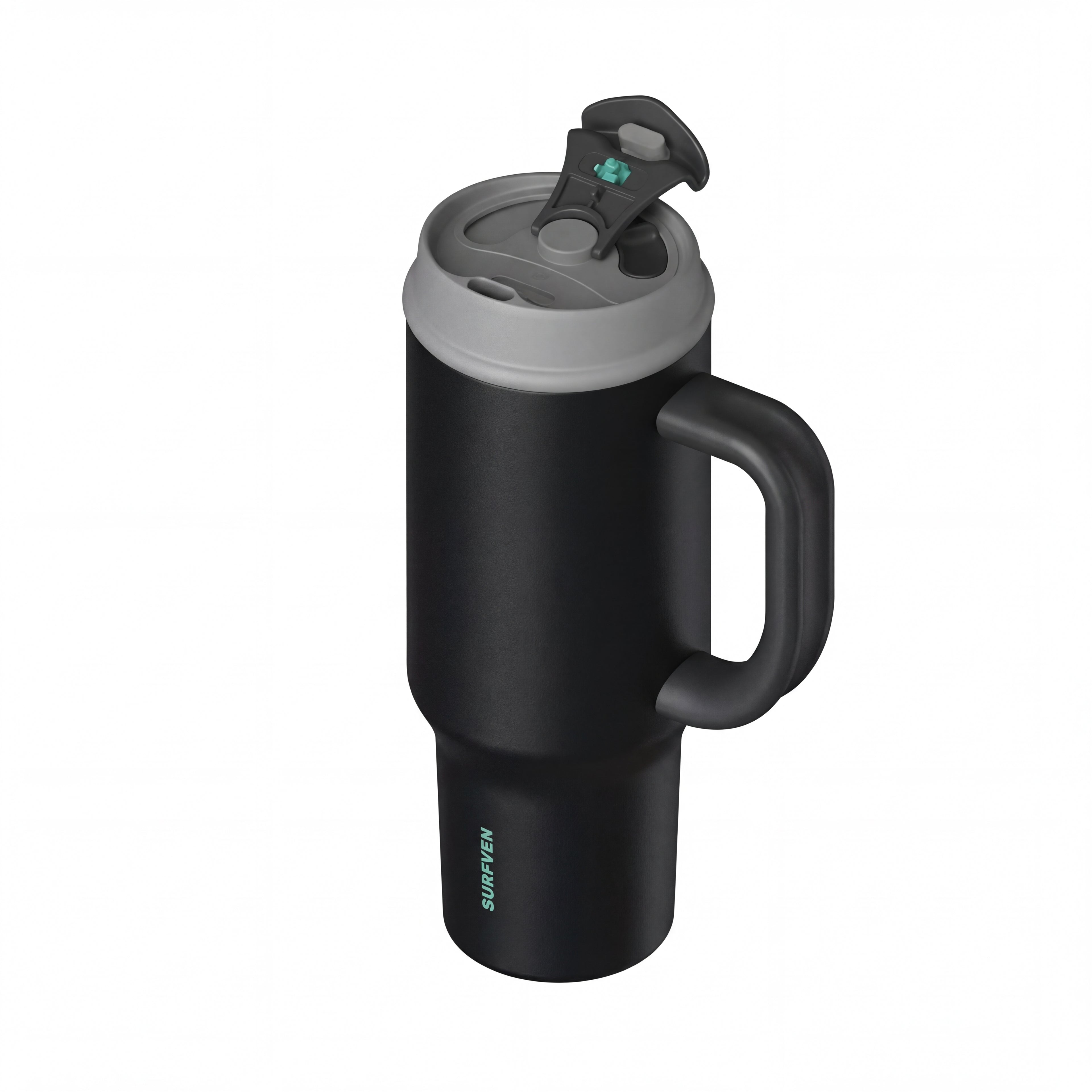 SURFVEN 40oz Double Wall Stainless Steel Insulated Tumbler with Handle and 2-in-1 Lid, Black