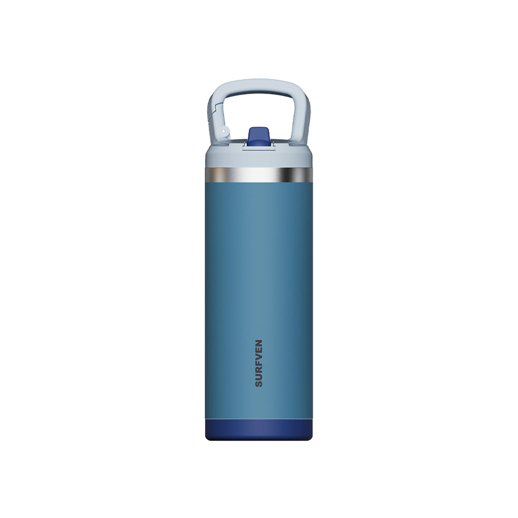 SURFVEN 18 oz Double Wall Stainless Steel Insulated Water Bottle with Leak Proof Flip Straw Lid, Blue