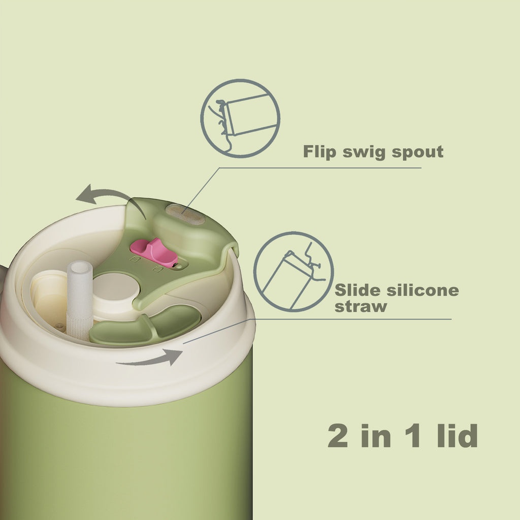SURFVEN 30oz Insulated Stainless Steel Tumbler with Handle and Leak Proof Dual Sip Lid, Avocado Green