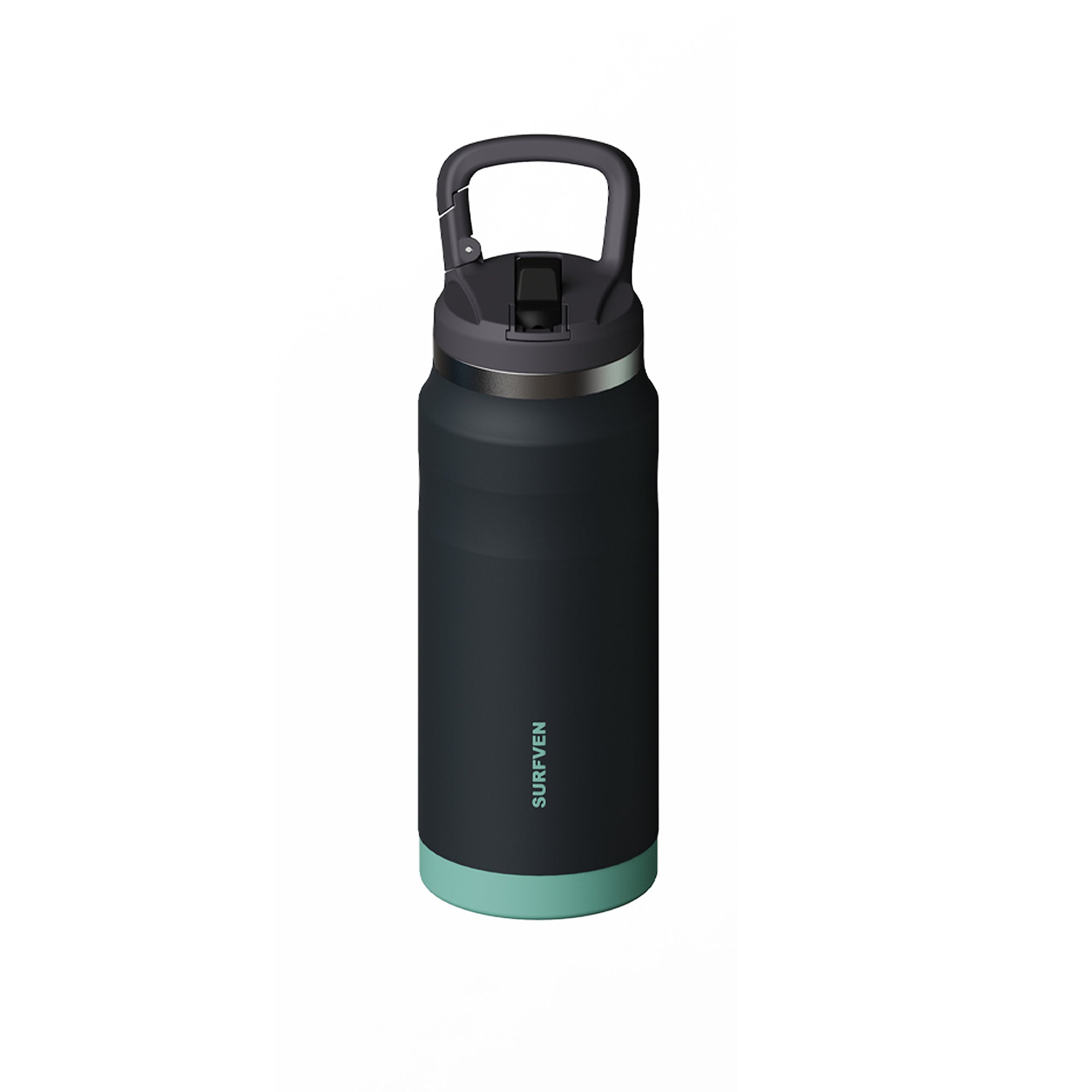 SURFVEN 27 oz Stainless Steel Double Wall Insulated Water Bottle with Flip-up Straw Lid, Black
