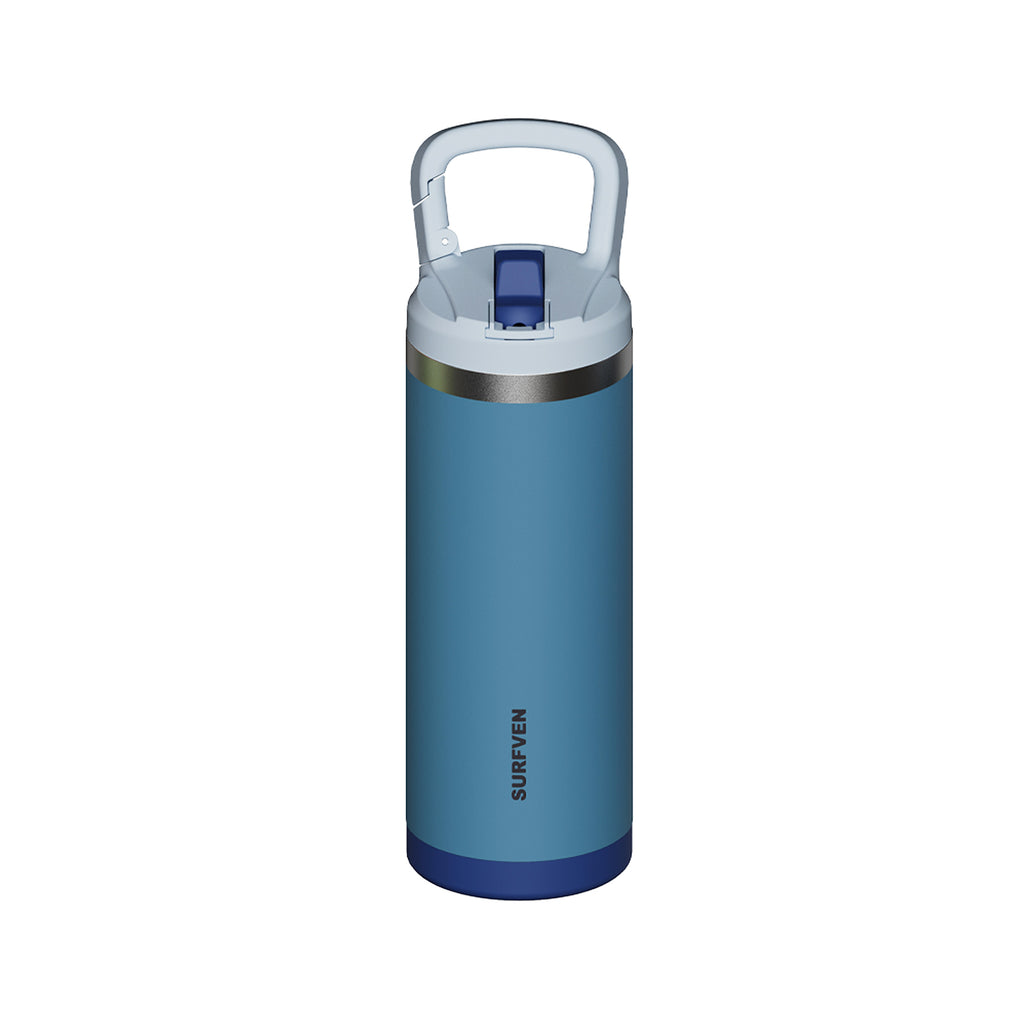 SURFVEN 18 oz Double Wall Stainless Steel Insulated Water Bottle with Leak Proof Flip Straw Lid, Blue