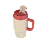 SURFVEN 30oz Insulated Stainless Steel Tumbler with Handle and Leak Proof Dual Sip Lid, Apricot Cream