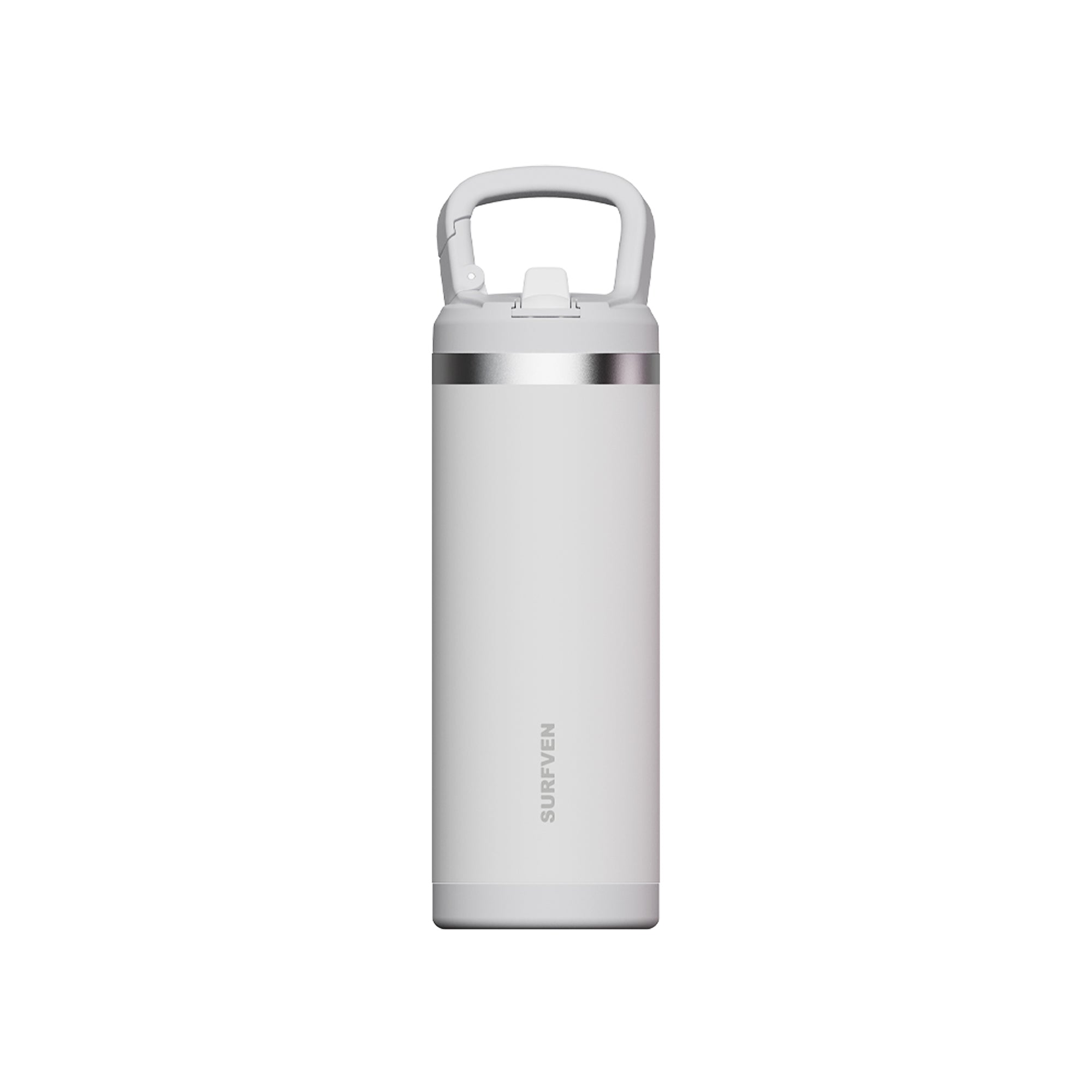 SURFVEN 18 oz Double Wall Stainless Steel Insulated Water Bottle with Leak Proof Flip Straw Lid, White