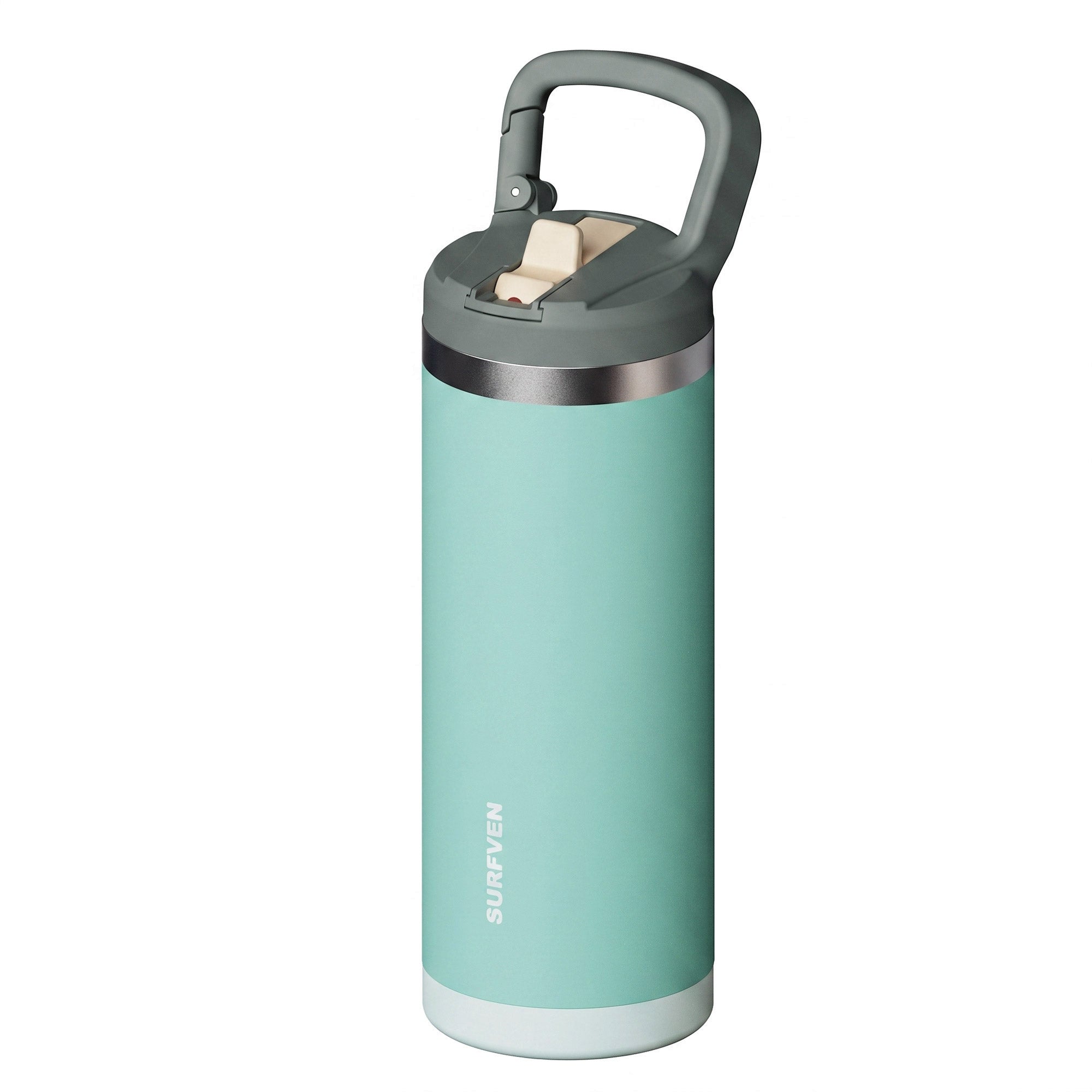 SURFVEN 18 oz Double Wall Stainless Steel Insulated Water Bottle with Leak Proof Flip Straw Lid, Dusty Jade