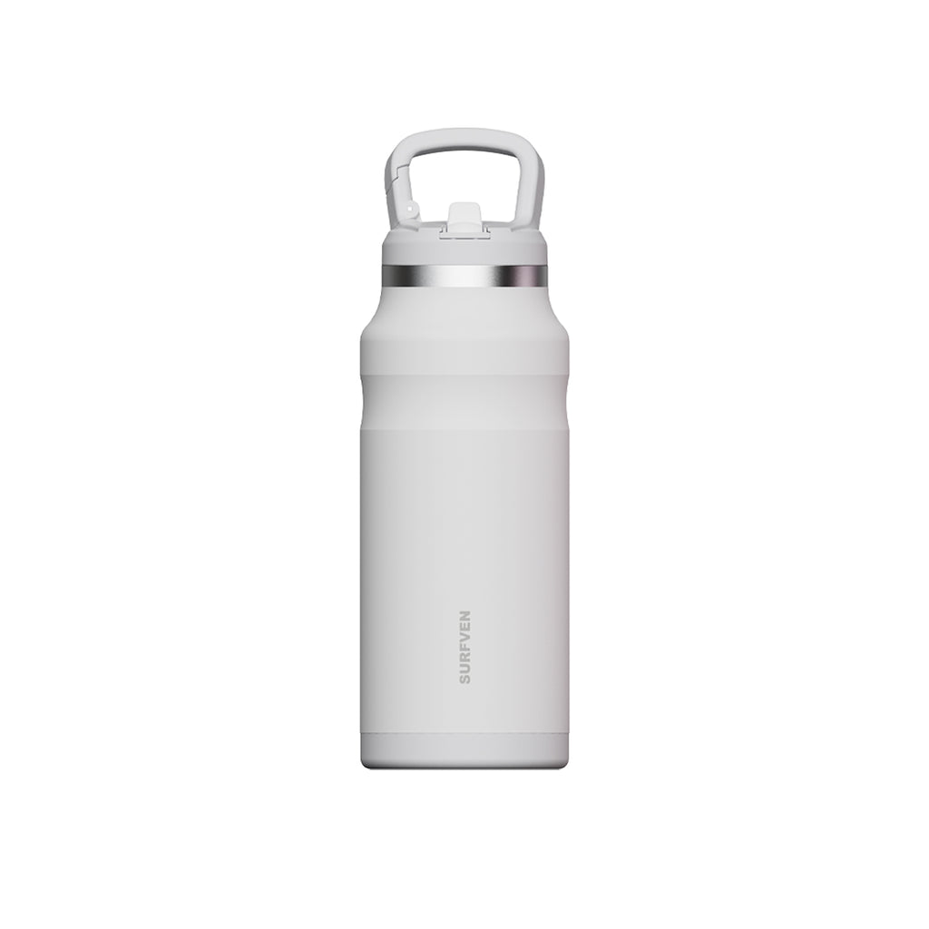 SURFVEN 27 oz Stainless Steel Double Wall Insulated Water Bottle with Flip-up Straw Lid, White