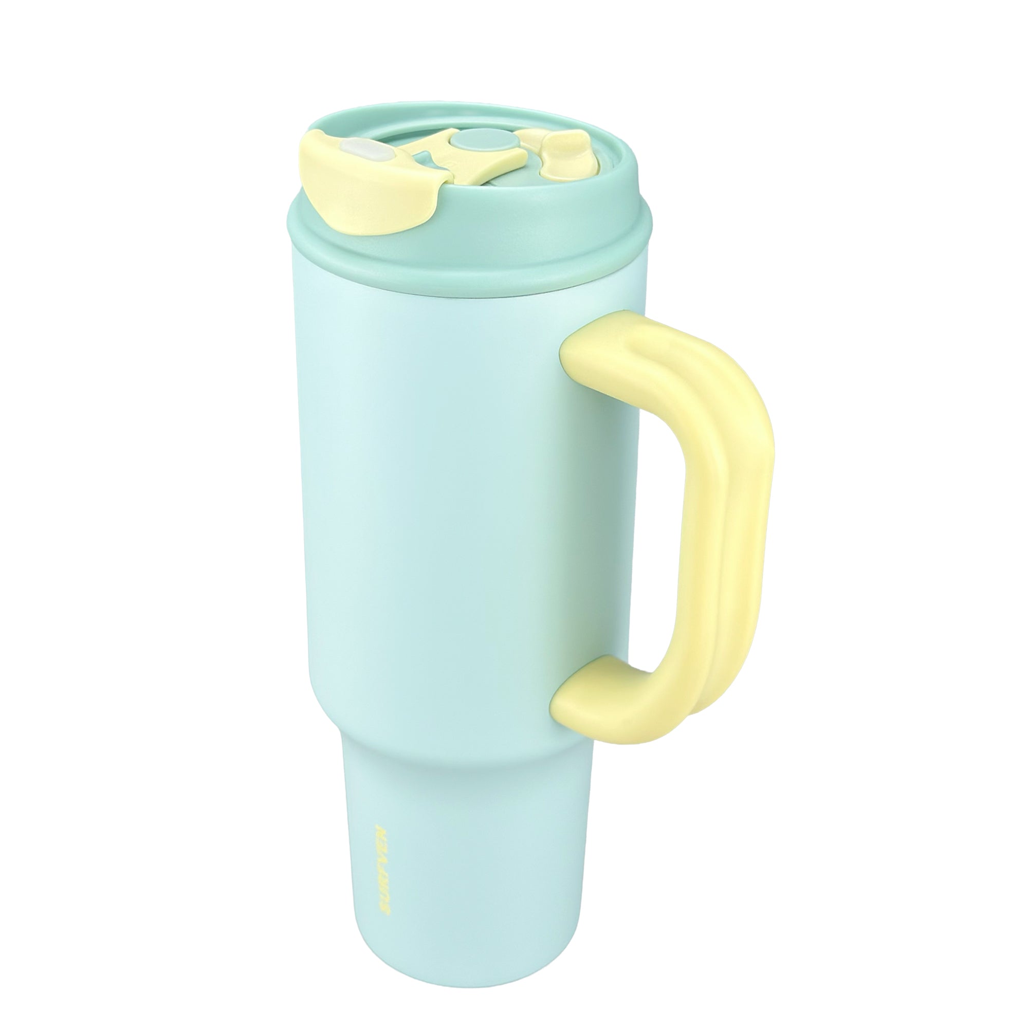 SURFVEN 40oz Double Wall Stainless Steel Insulated Tumbler with Handle and 2-in-1 Lid, Mint Blue