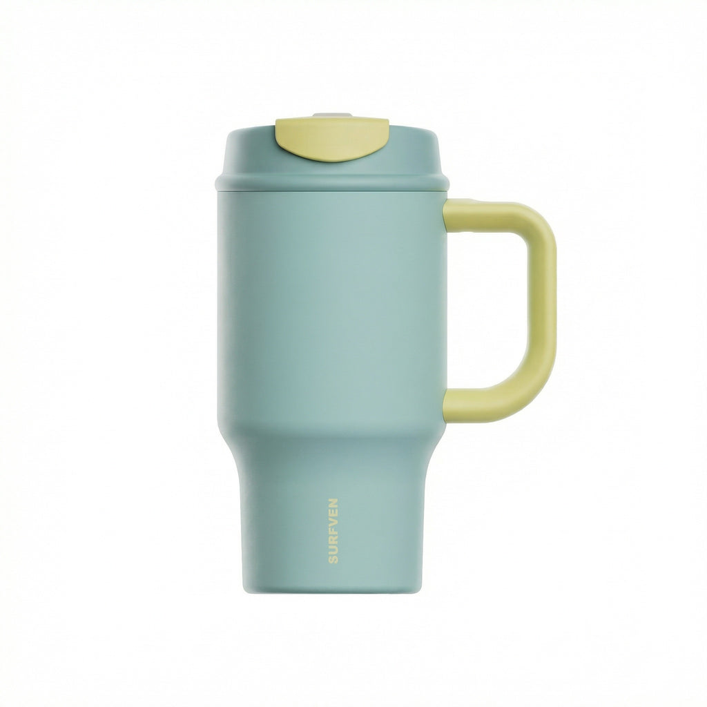 SURFVEN 30oz Insulated Stainless Steel Tumbler with Handle and Leak Proof Dual Sip Lid, Mint Blue