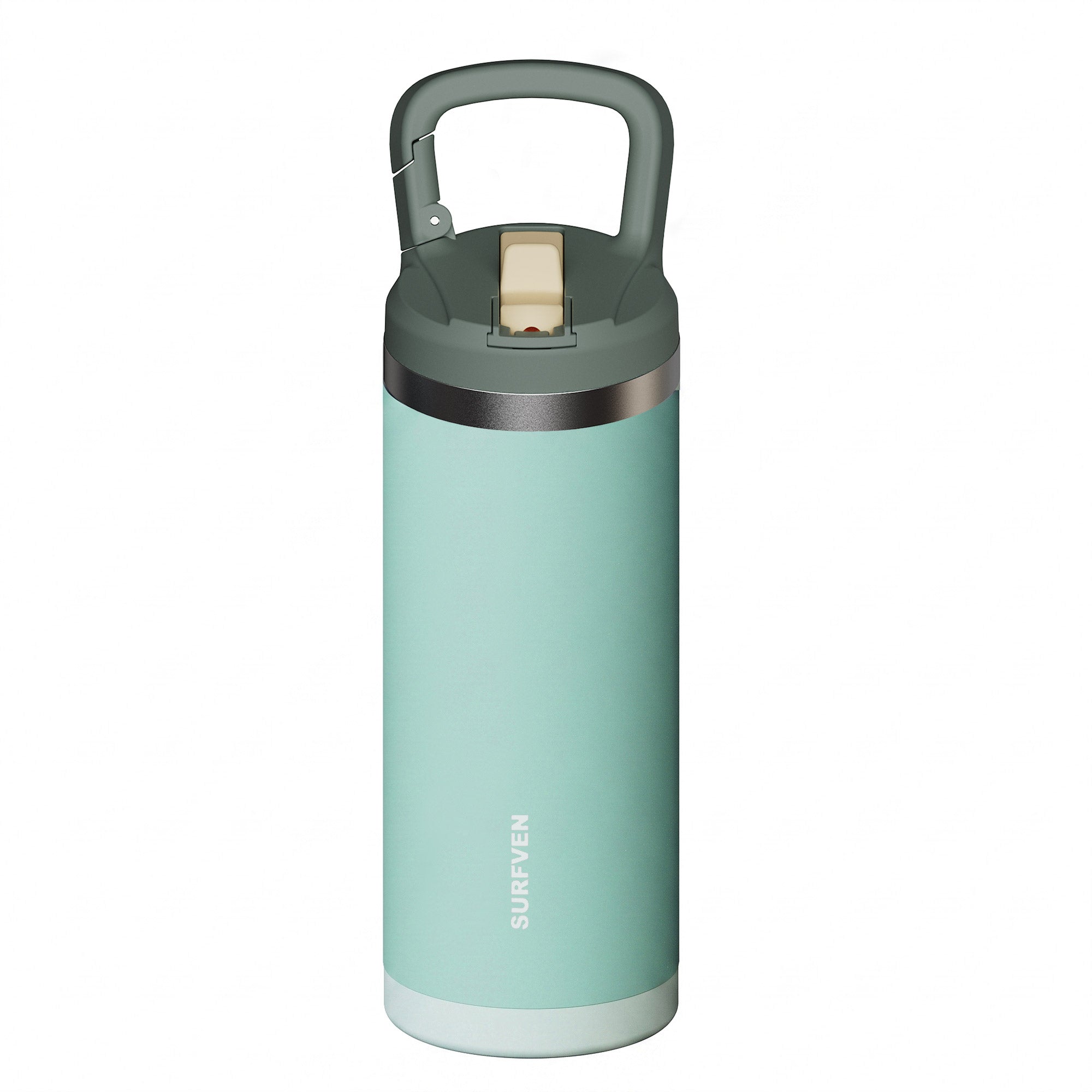 SURFVEN 18 oz Double Wall Stainless Steel Insulated Water Bottle with Leak Proof Flip Straw Lid, Dusty Jade