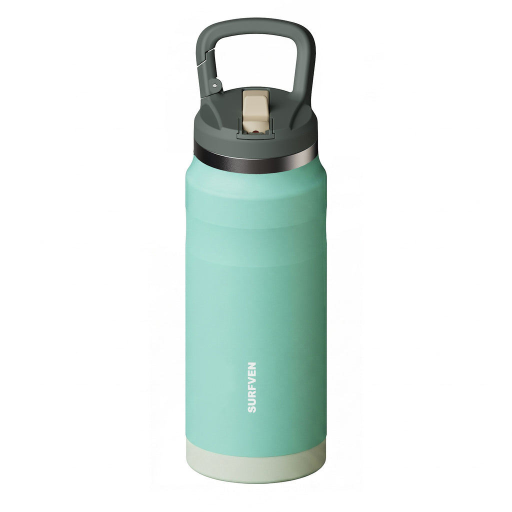 SURFVEN 27 oz Stainless Steel Double Wall Insulated Water Bottle with Flip-up Straw Lid, Dusty Jade