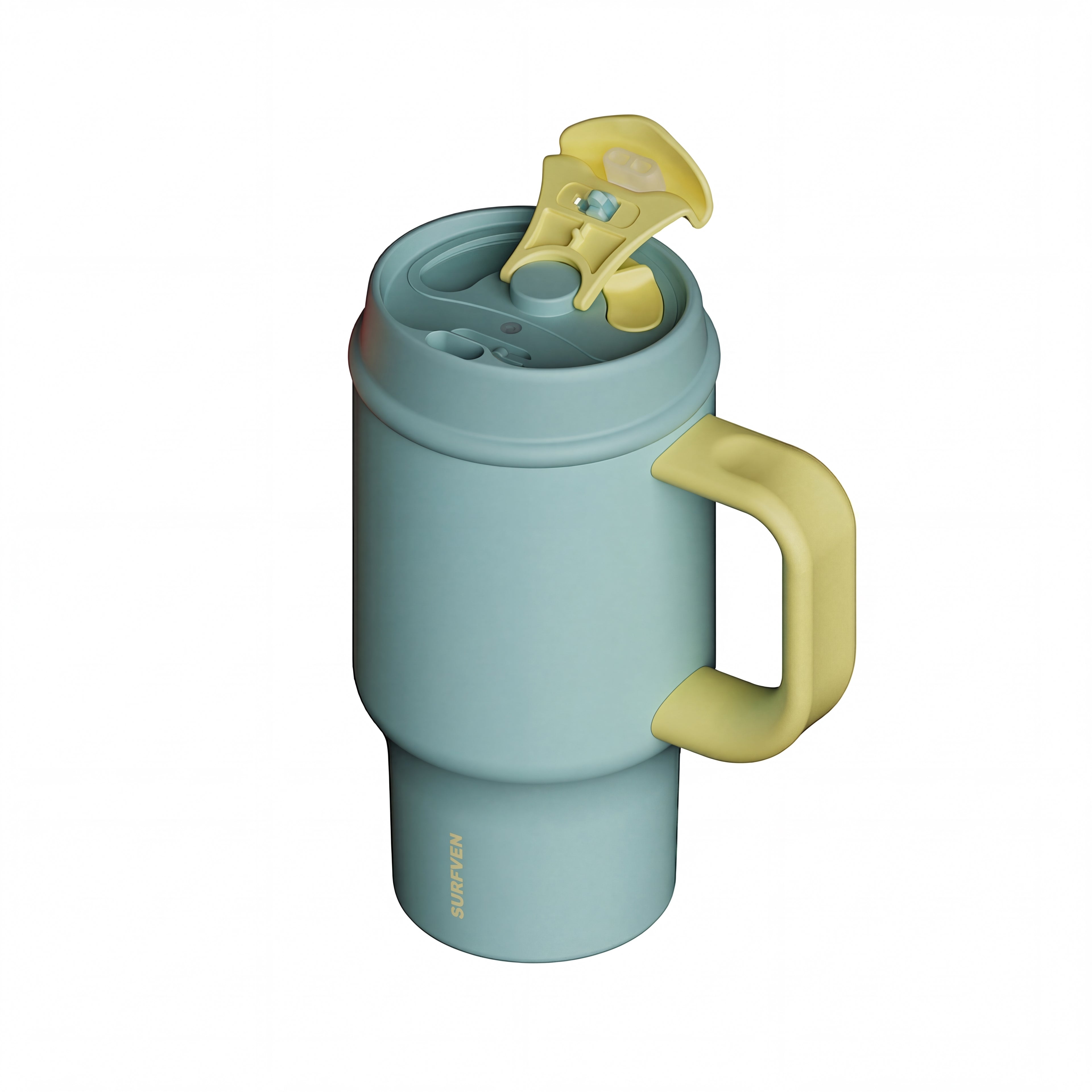 SURFVEN 30oz Insulated Stainless Steel Tumbler with Handle and Leak Proof Dual Sip Lid, Mint Blue