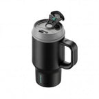 SURFVEN 30oz Insulated Stainless Steel Tumbler with Handle and Leak Proof Dual Sip Lid, Black