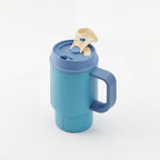 SURFVEN 24oz Double Wall Stainless Steel Insulated Tumbler with Handle and 2-in-1 Lid, Blue