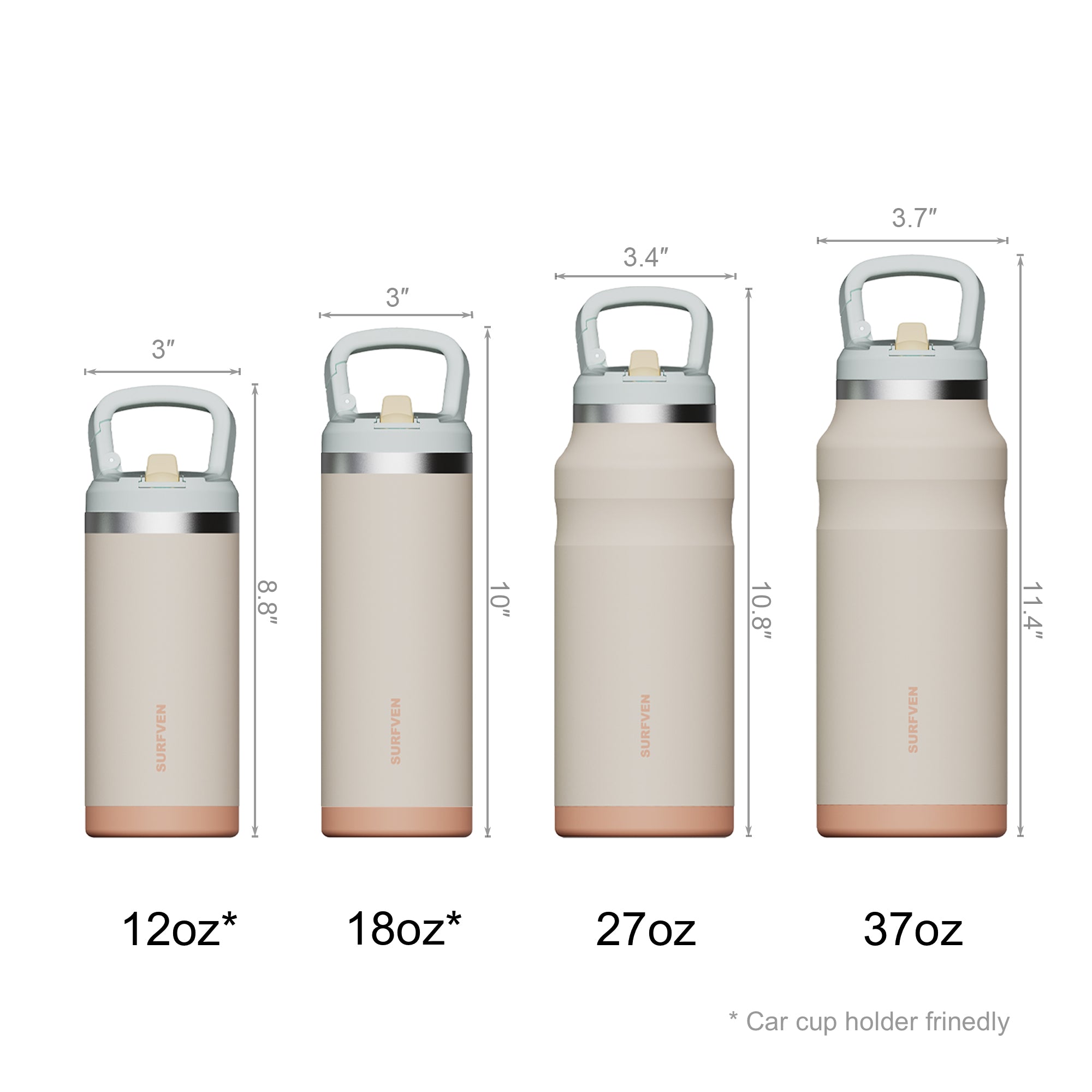 SURFVEN 18 oz Double Wall Stainless Steel Insulated Water Bottle with Leak Proof Flip Straw Lid, Egg Shell