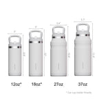 SURFVEN 18 oz Double Wall Stainless Steel Insulated Water Bottle with Leak Proof Flip Straw Lid, White