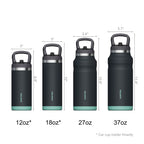 SURFVEN 27 oz Stainless Steel Double Wall Insulated Water Bottle with Flip-up Straw Lid, Black