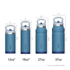 SURFVEN 18 oz Double Wall Stainless Steel Insulated Water Bottle with Leak Proof Flip Straw Lid, Blue