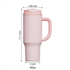 SURFVEN 40oz Double Wall Stainless Steel Insulated Tumbler with Handle and 2-in-1 Lid, Pink