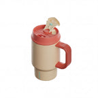 SURFVEN 24oz Double Wall Stainless Steel Insulated Tumbler with Handle and 2-in-1 Lid, Apricot Cream