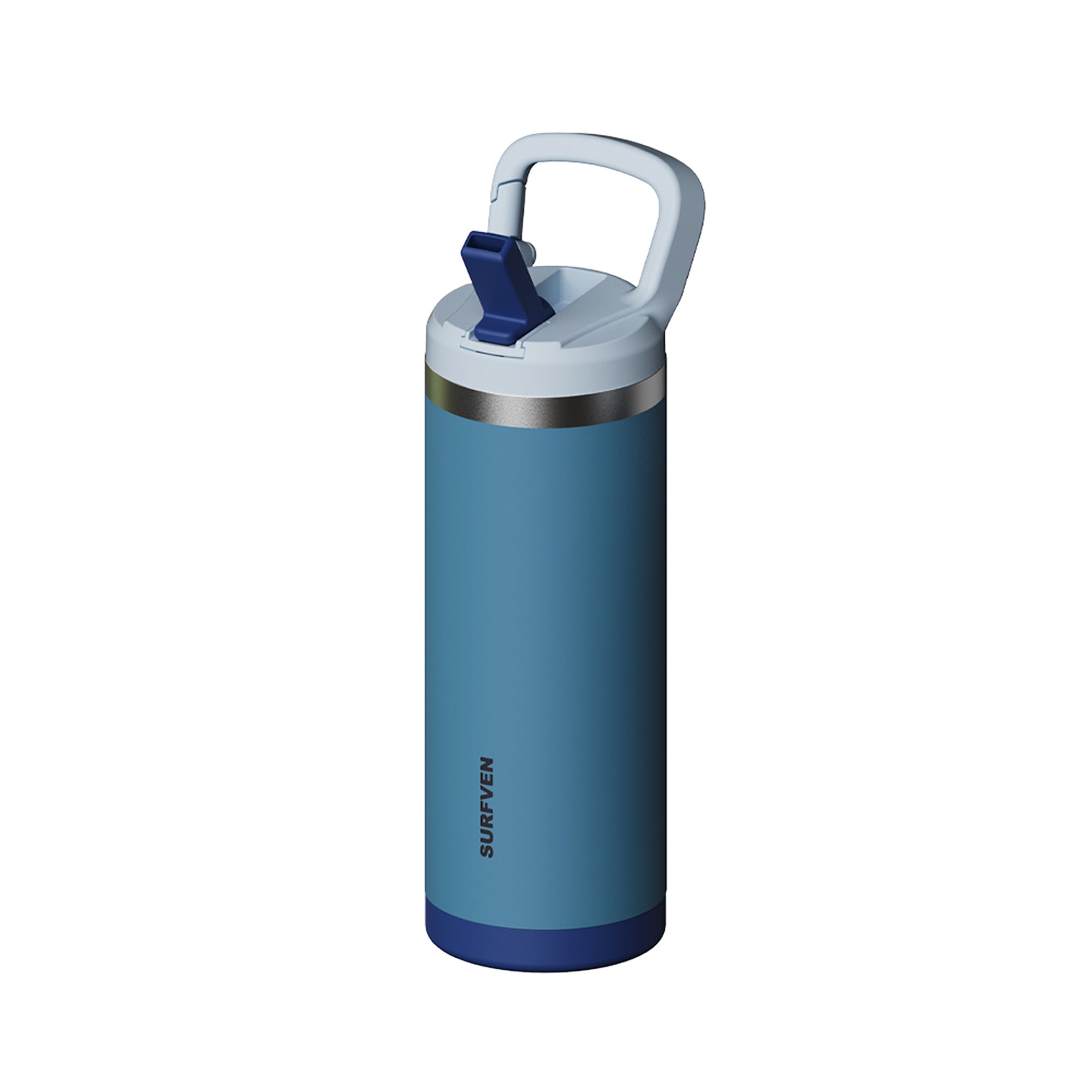 SURFVEN 18 oz Double Wall Stainless Steel Insulated Water Bottle with Leak Proof Flip Straw Lid, Blue