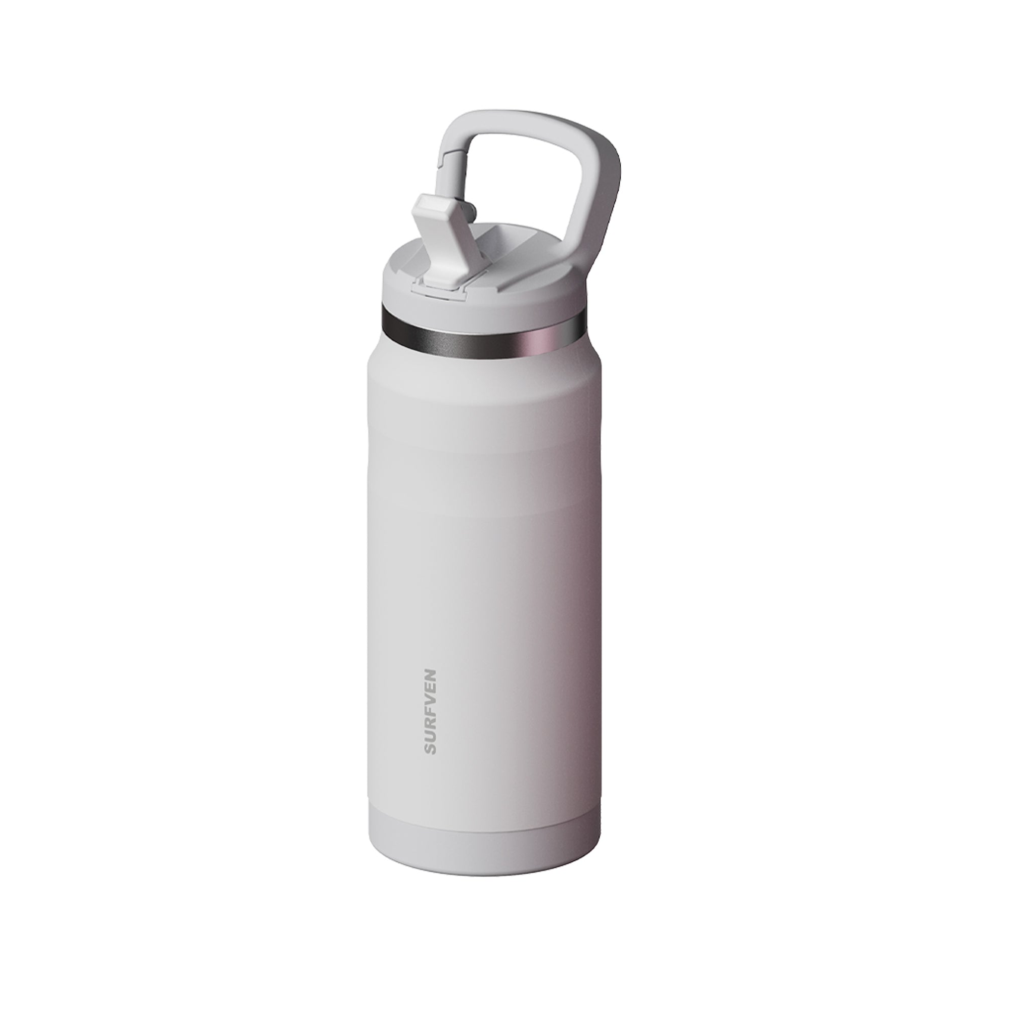 SURFVEN 27 oz Stainless Steel Double Wall Insulated Water Bottle with Flip-up Straw Lid, White