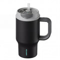 SURFVEN 30oz Insulated Stainless Steel Tumbler with Handle and Leak Proof Dual Sip Lid, Black
