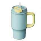 SURFVEN 30oz Insulated Stainless Steel Tumbler with Handle and Leak Proof Dual Sip Lid, Mint Blue