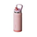 SURFVEN 27 oz Stainless Steel Double Wall Insulated Water Bottle with Flip-up Straw Lid, Pink