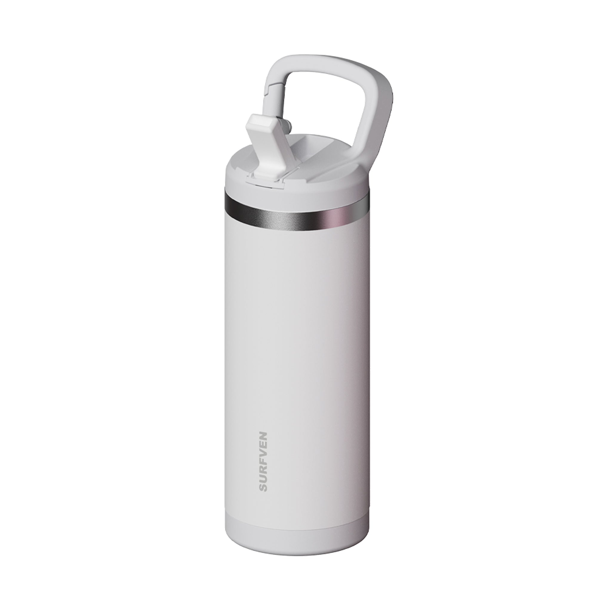 SURFVEN 18 oz Double Wall Stainless Steel Insulated Water Bottle with Leak Proof Flip Straw Lid, White