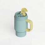 SURFVEN 24oz Double Wall Stainless Steel Insulated Tumbler with Handle and 2-in-1 Lid, Mint Blue