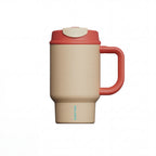 SURFVEN 24oz Double Wall Stainless Steel Insulated Tumbler with Handle and 2-in-1 Lid, Apricot Cream