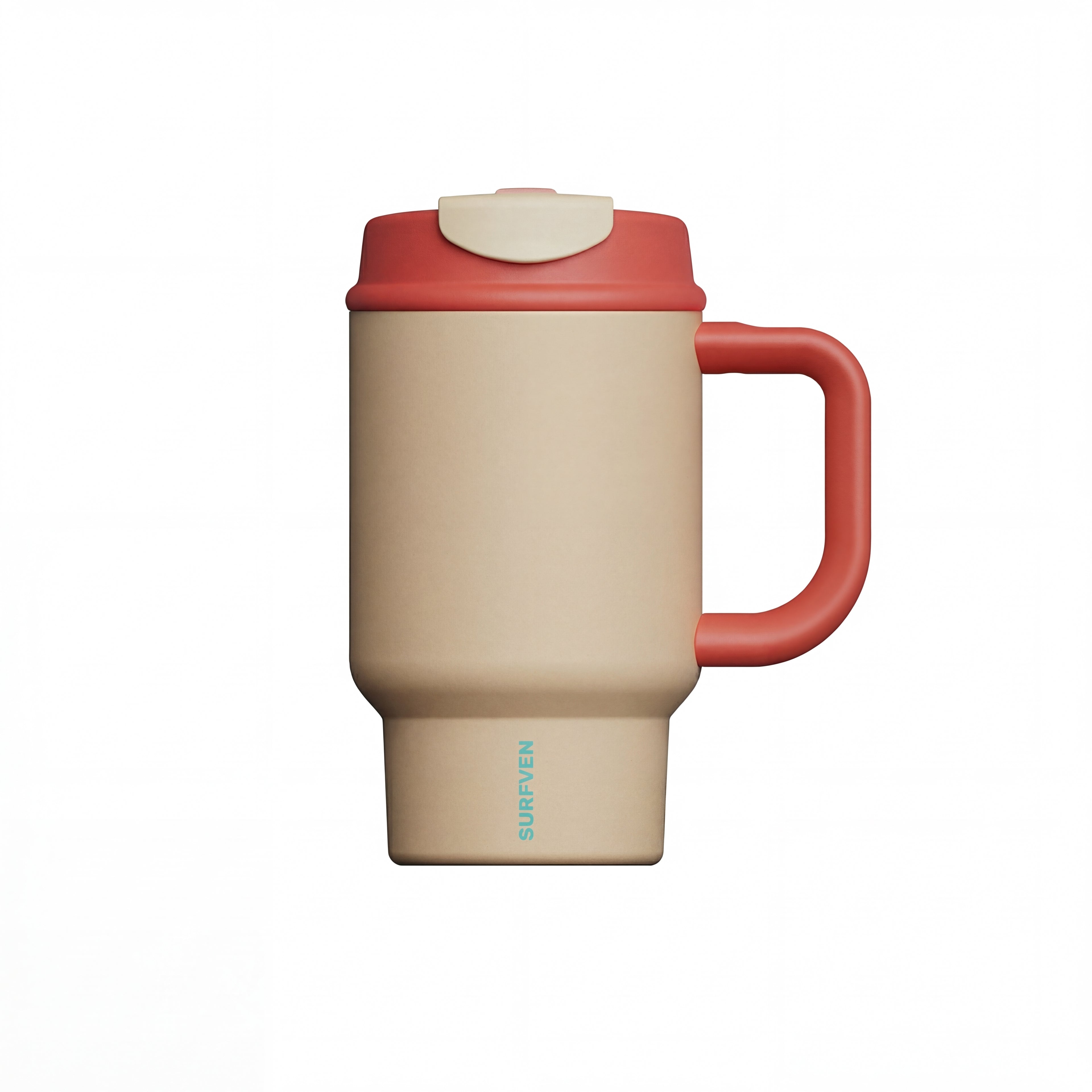 SURFVEN 24oz Double Wall Stainless Steel Insulated Tumbler with Handle and 2-in-1 Lid, Apricot Cream