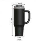 SURFVEN 40oz Double Wall Stainless Steel Insulated Tumbler with Handle and 2-in-1 Lid, Black